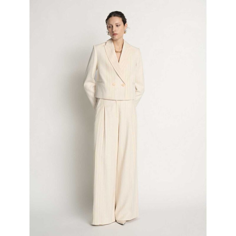 Veronika Maine Embroidered Stripe Cropped Blazer image number 3